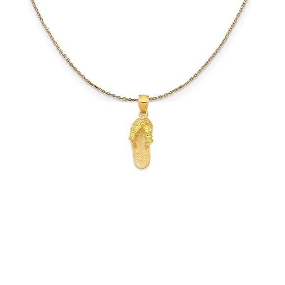 14k Yellow Gold November CZ Birthstone Flip Flop Necklace - 24 Inch